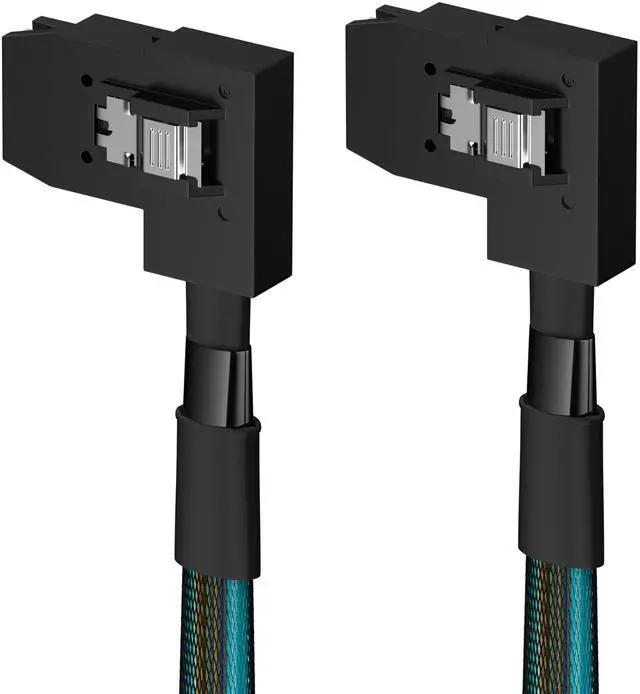Main image of Vszerda Mini SAS Cable SFF-8087 Left-Angle to Left-Angle Cable 26" (50cm) 12Gbps SAS 3.0 | RAID Controller to Backplane Server & Storage Compatible