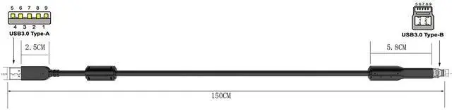 Alt view image 4 of 7 - Vszerda USB A to USB B 3.0 Cable (5FT), USB 3.0 Type A to B Male Cable Compatible with Monitor, Docking Station, Printer, External Hard Drivers, Scanner, USB Hub and More-Black