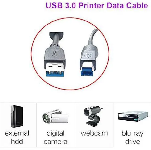 Alt view image 6 of 7 - Vszerda USB A to USB B 3.0 Cable (5FT), USB 3.0 Type A to B Male Cable Compatible with Monitor, Docking Station, Printer, External Hard Drivers, Scanner, USB Hub and More-Black