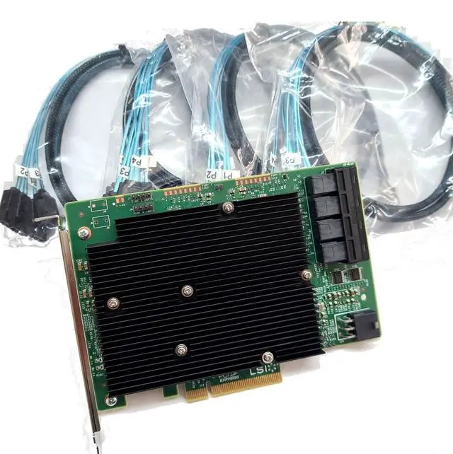Main image of Vszerda SAS9300-16i LSI 9300-16i16-Port 12Gb/s SAS-3 SAS/SATA PCIe HBA IT Model ZFS TrueNAS UnRAID 4*SFF-8643 SATA Cable