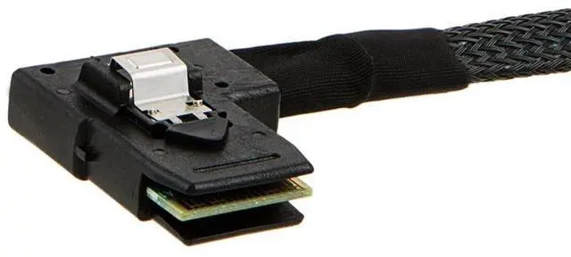 Alt view image 3 of 4 - Vszerda Mini SAS Cable, SFF-8087 to SFF-8087 Straight to Right Angle High-Speed Data Transfer for SAS/RAID Controllers, Backplanes, and Servers, 3FT