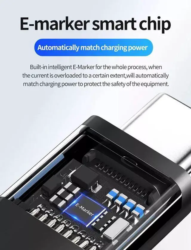 Alt view image 3 of 7 - Vszerda High Speed USB-C 4 Cable Data Transfer Cord Fast Charging Compatible with iPhone 15, MacBook, iPad, Galaxy S23 40Gbps PD 100W Black Wire 2.0 M / 6.5 Feet