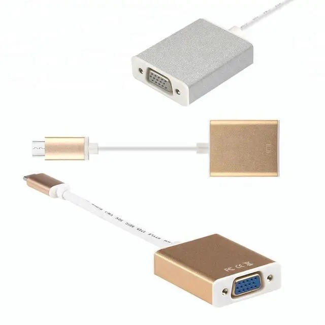 Alt view image 6 of 7 - Vszerda USB C to VGA 1080P Compatible with Samsung S20 Series, Z Fold, Galaxy Note, Galaxy Tab, Apple MackBook Thunderbolt 3 Universal Adapter Cable (Rose Gold Adapter)