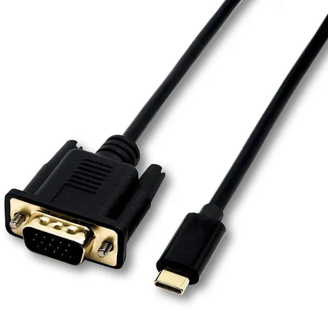 Main image of Vszerda USB C to VGA 1080P Compatible with Samsung S20 Series, Z Fold, Galaxy Note, Galaxy Tab, Apple MackBook Thunderbolt 3 Universal Adapter (Black Cable)   6FT