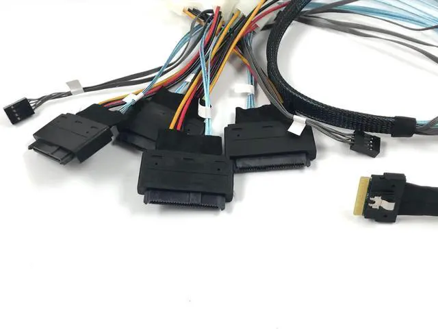 Alt view image 2 of 2 - Vszerda SlimSAS 8i SFF-8654 to 4 U.3 SFF-8639 Cable - 1 Meter