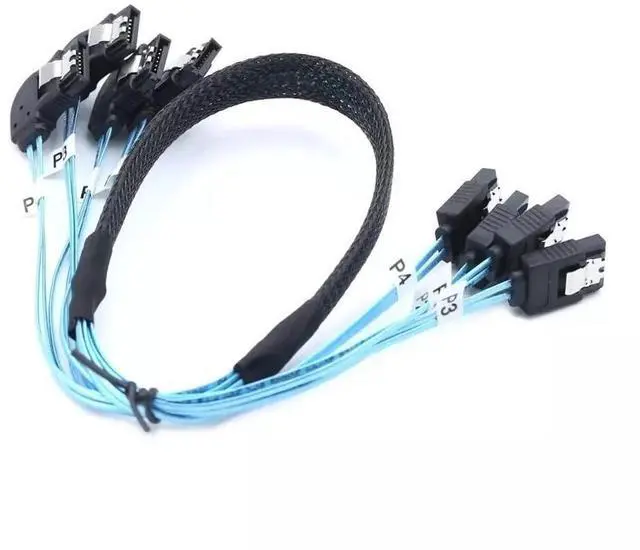 Alt view image 5 of 5 - Vszerda SAS 4.0 4 Ports SATA to 4 Ports SATA 7P Female Right-Angle SSD Data Computer Motherboard Connection Cable 50CM