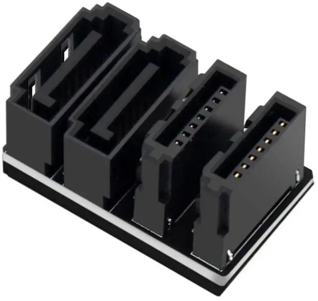 Main image of Vszerda 2Pcs/lot Double SATA 7Pin Female to Double 7Pin Male Angled Adapter Mainboard SATA Adapter for Desktops SSD HDD (2pcs 180 Degree)