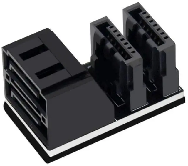 Main image of Vszerda 2Pcs/lot Double SATA 7Pin Female to Double 7Pin Male Angled Adapter Mainboard SATA Adapter for Desktops SSD HDD (2pcs 90 Degree)