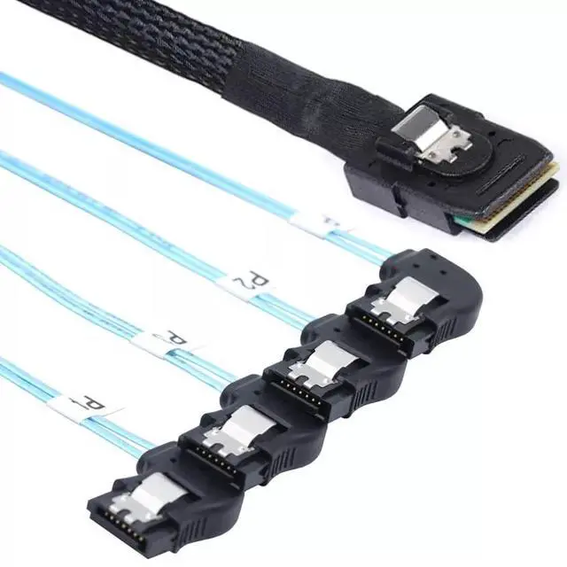 Main image of Vszerda Mini SAS HD SFF-8087 to 4 Ports SATA Right Angle Server Connection Cable 100CM