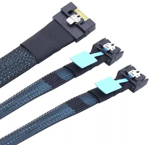 Alt view image 4 of 6 - Vszerda Slimline SAS SFF-8654 8i 74P to 2 Ports MCIO SFF-8654 4i 38P Server Connection Cable 50CM