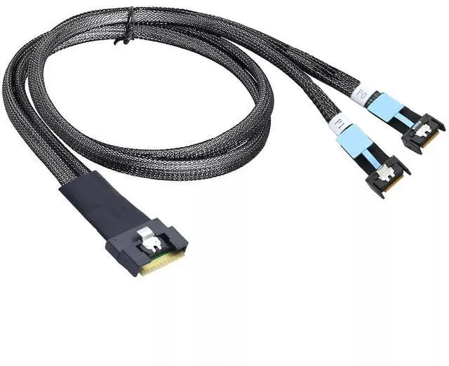 Alt view image 6 of 6 - Vszerda Slimline SAS SFF-8654 8i 74P to 2 Ports MCIO SFF-8654 4i 38P Server Connection Cable 50CM