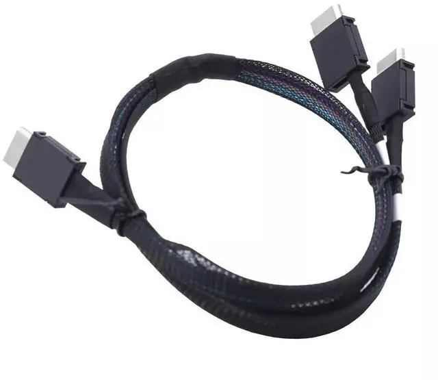 Alt view image 5 of 6 - Vszerda Dilinker Oculink PCIE SFF-8611 4i to 2 SAS8611 4I Connection Cable for Server 100CM