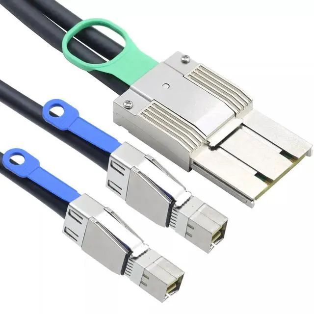 Alt view image 3 of 5 - Vszerda Mini SAS HD SFF-8088 8X 68P I/O Male to 2 Ports SAS HD SFF-8644 36P Male Adapter Cable 100CM