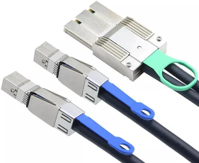 Alt view image 5 of 5 - Vszerda Mini SAS HD SFF-8088 8X 68P I/O Male to 2 Ports SAS HD SFF-8644 36P Male Adapter Cable 100CM