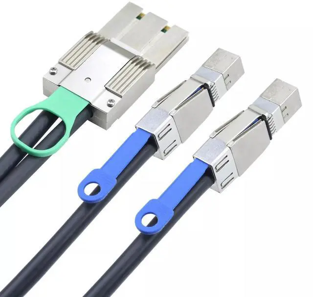 Alt view image 4 of 5 - Vszerda Mini SAS HD SFF-8088 8X 68P I/O Male to 2 Ports SAS HD SFF-8644 36P Male Adapter Cable 100CM