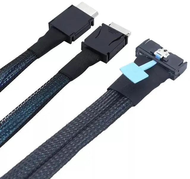 Alt view image 5 of 6 - Vszerda PCI-E5.0 MCIO SFF-8654 8I 74P to 2X Oculink SAS SFF-8611 4I Server Adapter Cable (1m)