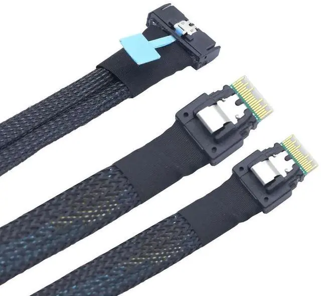 Alt view image 2 of 6 - Vszerda PCIE Gen5.0 Slimline SAS MCIO 8X 74P to Dual 2XSFF-8654 4i Server Adapter Cables 100CM