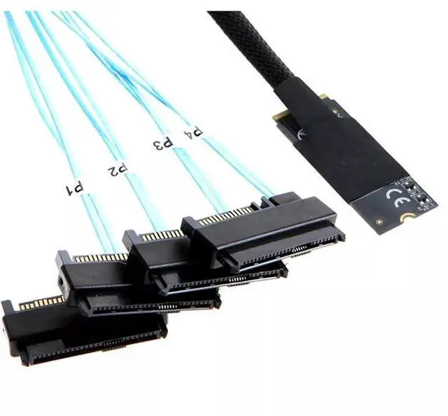 Main image of Vszerda M.2 Mkey SFF-8643 Contact to 4-Port SAS SFF-8482 Server Conversion Cable 100CM