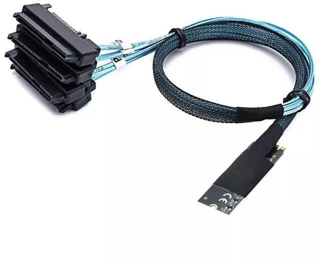Alt view image 2 of 4 - Vszerda M.2 Mkey SFF-8643 Contact to 4-Port SAS SFF-8482 Server Conversion Cable 100CM