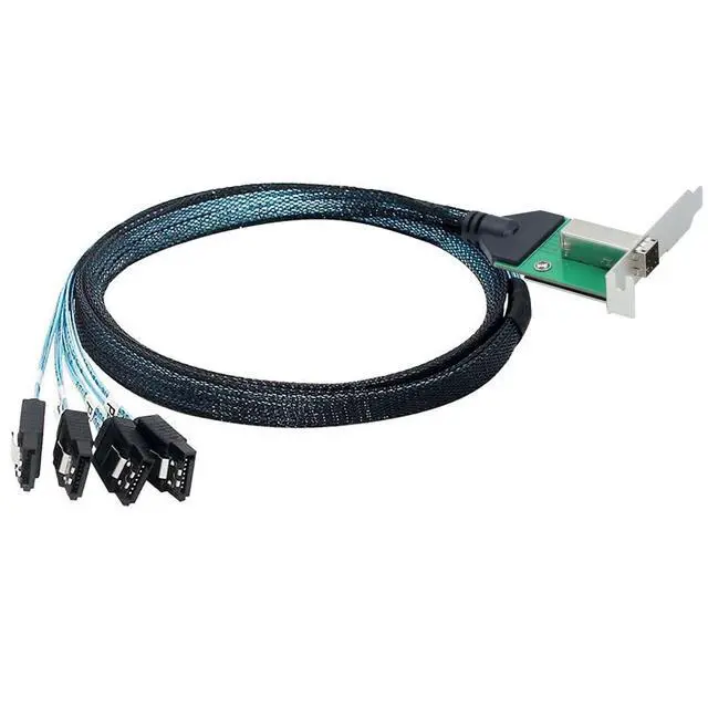 Alt view image 2 of 5 - Vszerda External Mini SAS SFF-8644 female to 4 Port SATA for Server Cable adapter,30AWG 50CM