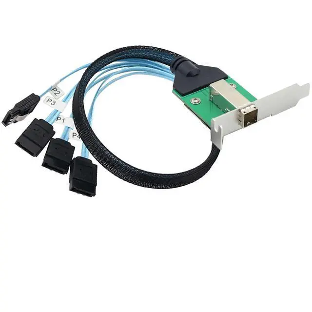 Alt view image 4 of 5 - Vszerda External Mini SAS SFF-8644 female to 4 Port SATA for Server Cable adapter,30AWG 50CM