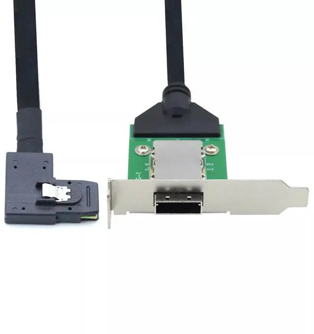 Alt view image 2 of 5 - Vszerda Mini SAS 8087 Left Bend to SFF-8088 Female Server Adapter Card Conversion Cable 50CM