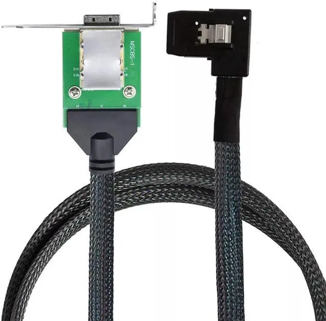 Alt view image 3 of 5 - Vszerda Mini SAS 8087 Left Bend to SFF-8088 Female Server Adapter Card Conversion Cable 50CM