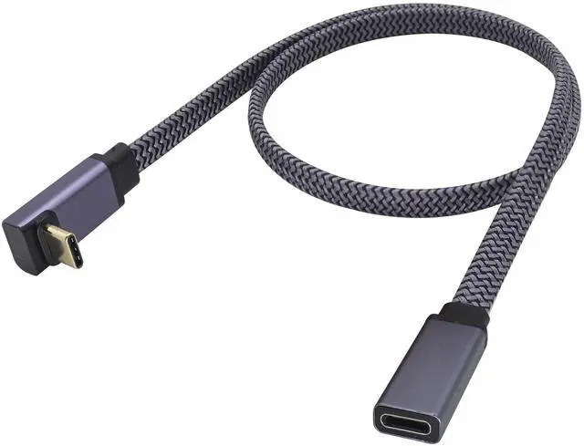 Main image of Vszerda Up&Down Angle USB C to USB C Braided Cable 10Gbps Data Transfer 4K Video Output Fast Charging 90 Degree Type C Male to Type C Female Monitor Cord For Mobile Phones,Computers,etc(UP/M/F-0.6M)
