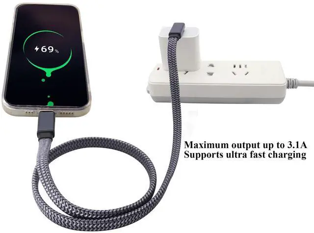 Alt view image 5 of 7 - Vszerda Upward Angle USB Type C 3.1 10Gbps Flat Braided Cable 90 Degrees USB 3.1 Type C Male to Male Gen 2 60W&3A Charger Cable Compatible for MacBook,Chromebook,S20,Pixel XL (UP/M/M-0.6M)