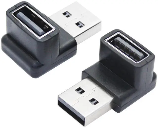Main image of 2Pcs Right Angle USB 3.2 Male to Female Adapter 10Gbps, 90 Degree USB Type A 3.1 Data Transfer Extender Connector Support 3A Fast Charging, for Computer, Laptop, Mouse, Keyboard etc - (Down Angle)