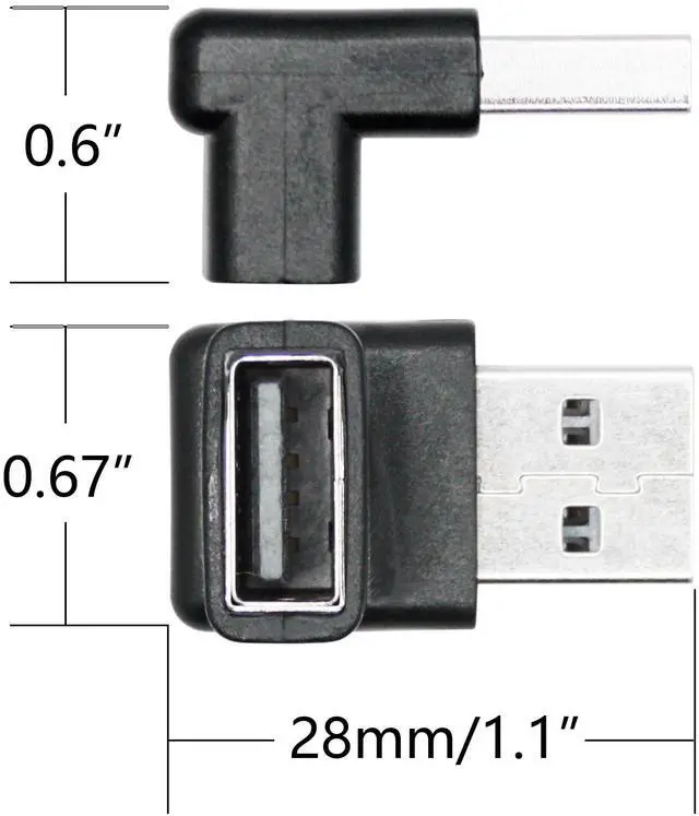 Alt view image 7 of 7 - 2Pcs Right Angle USB 3.2 Male to Female Adapter 10Gbps, 90 Degree USB Type A 3.1 Data Transfer Extender Connector Support 3A Fast Charging, for Computer, Laptop, Mouse, Keyboard etc - (Down Angle)