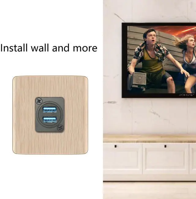 Alt view image 5 of 7 - Vszerda Dual USB 3.0 Panel Mount Connector Adapter, D-Type USB Female to Female Through Socket with Install Screw, High Speed 5Gbps Data Transfer, 5V/2A Power (Black)