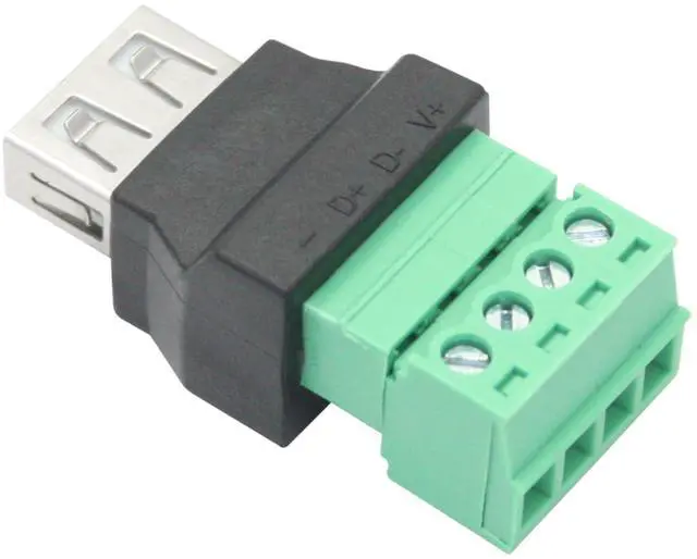 Alt view image 6 of 7 - Vszerda 2Pcs USB 2.0 A Female to 4 Pin Screw Terminal Adapter, USB A Quick Connect Solderless Connector Converter, for USB Device Charging and Data Transfer