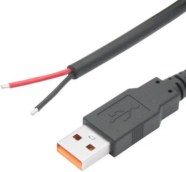 Alt view image 2 of 7 - Vszerda 4Pcs USB A Male to 2 Pin Bare Wire 11inch, 18AWG 5V/6A 2 Pin Pigtail Open End Power Cord, for USB Equipment Installed or Replace Repair DIY Cable