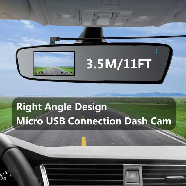 Alt view image 5 of 7 - Vszerda 90 Degree Micro USB Power Cable 11FT, Right Angle USB Dash Cam Charging Cord, for Car Dash Cam, Phones and Other Micro USB Devices Charging