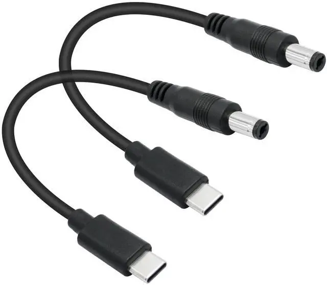 Main image of Short DC 5.5mm x 2.1mm to USB C Power Cord 6inch, DC 5521 Male to USB Type C Male Plug 5V 3A Power Charging Cable Extension Cord, for LED Desk Lamp, Small Fan Etc Other USB Type C Equipment (2Pcs)
