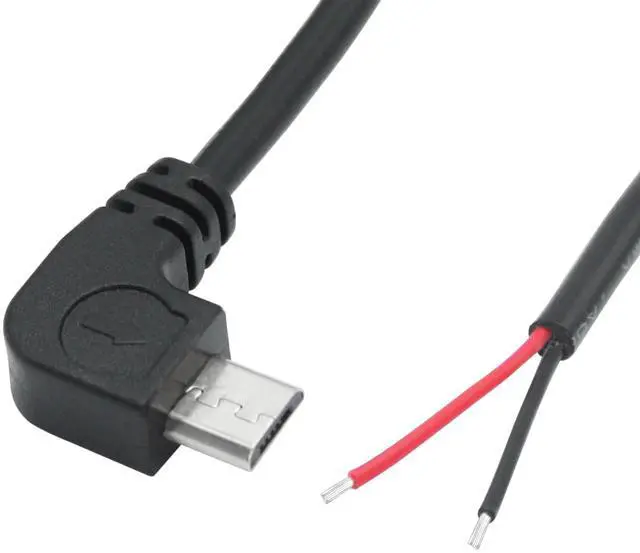Alt view image 2 of 7 - Vszerda 4Pcs Right Angle Micro USB to 2 Pin Bare Wire Open End Cable 11inch, 90 Degree USB Male Plug Pigtail Power Wire 5V/3A, for Equipment Installed or Replacement Repair DIY