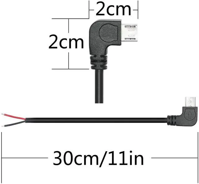 Alt view image 7 of 7 - Vszerda 4Pcs Right Angle Micro USB to 2 Pin Bare Wire Open End Cable 11inch, 90 Degree USB Male Plug Pigtail Power Wire 5V/3A, for Equipment Installed or Replacement Repair DIY