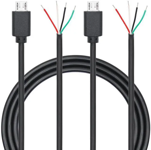 Main image of Vszerda 2Pcs Micro USB Male 4 Pin Bare Wire 3FT, 24AWG USB 5V/2A 4 Pin Pigtail Open End Power and Data Cable, for USB Equipment Installed or Replacement Repair DIY Cable