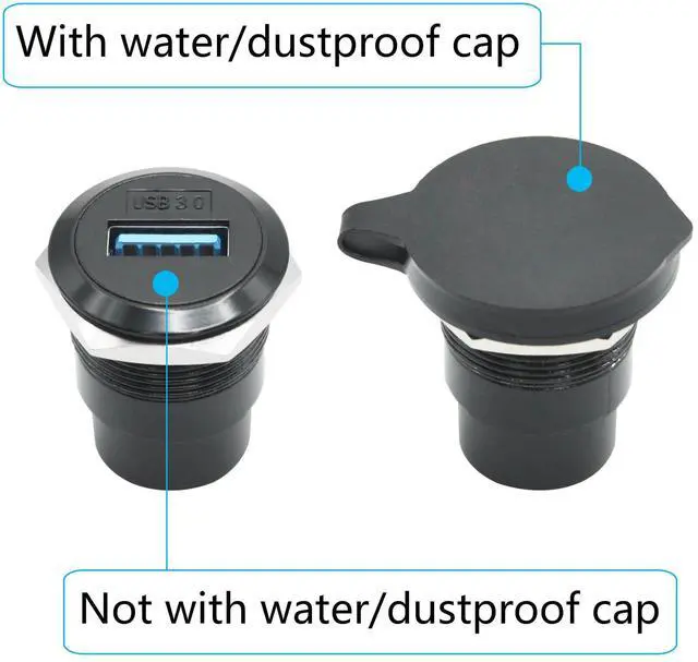 Alt view image 4 of 7 - Vszerda 2Pcs USB 3.0 Panel Mount Connector Socket, USB A Female to Female Fixed Pass Through Module with Dustcap, USB 3.0 High Speed Data Extension Coupler Adapter