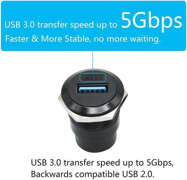 Alt view image 3 of 7 - Vszerda 2Pcs USB 3.0 Panel Mount Connector Socket, USB A Female to Female Fixed Pass Through Module with Dustcap, USB 3.0 High Speed Data Extension Coupler Adapter