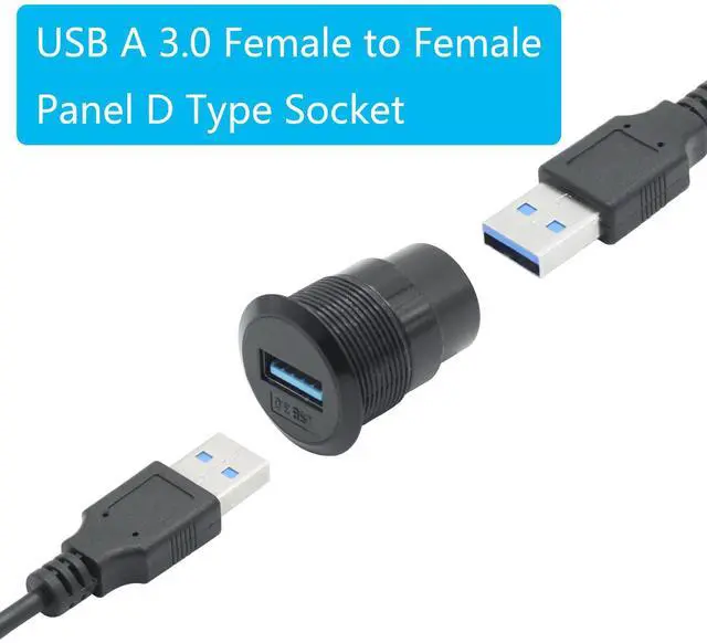 Alt view image 5 of 7 - Vszerda 2Pcs USB 3.0 Panel Mount Connector Socket, USB A Female to Female Fixed Pass Through Module with Dustcap, USB 3.0 High Speed Data Extension Coupler Adapter