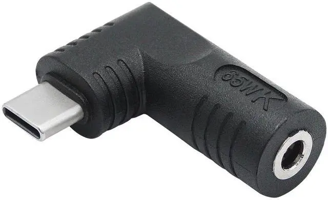 Main image of Vszerda Right Angle DC 4017 to USB C Connector Adapter, 90 Degree PD 65W DC 4.0mm x 1.7mm to USB Type C Male Plug Power Charge Adapter for Laptop, Phone - Black