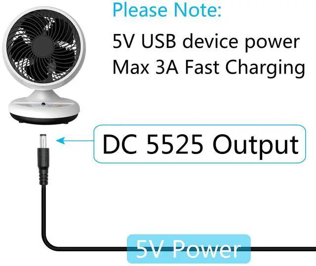 Alt view image 3 of 7 - Vszerda 2Pcs 3FT USB A Male to DC 5.5mm x 2.5mm Male Plug Power Cord, USB 2.0 A to DC 5.5mm x 2.5mm, 5V 3A Fast Charging, Compatible with USB Lights, Routers, Fans, Speakers, Black