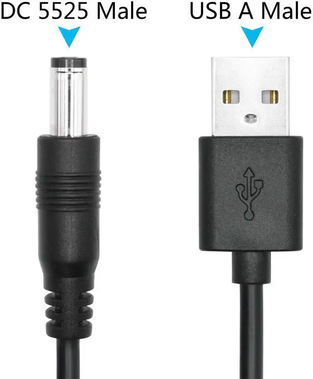 Alt view image 6 of 7 - Vszerda 2Pcs 3FT USB A Male to DC 5.5mm x 2.5mm Male Plug Power Cord, USB 2.0 A to DC 5.5mm x 2.5mm, 5V 3A Fast Charging, Compatible with USB Lights, Routers, Fans, Speakers, Black