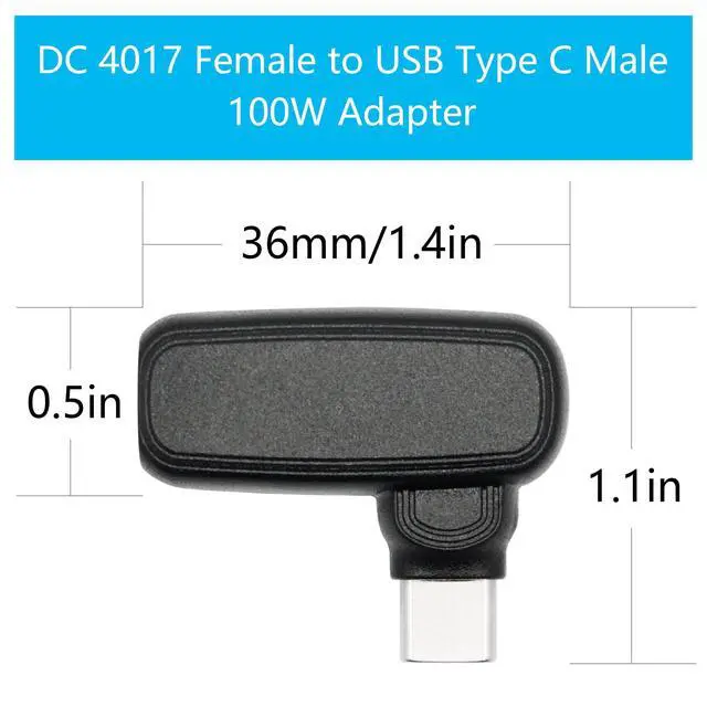 Alt view image 7 of 7 - 100W DC 4.0mm x 1.7mm to USB Type C Connector Adapter, 90 Degree DC 4017 Female to USB C Male Plug Power Charging Adapter, Built-in PD Intelligent Chip, for Phones, Laptops USB Type C Port Devices