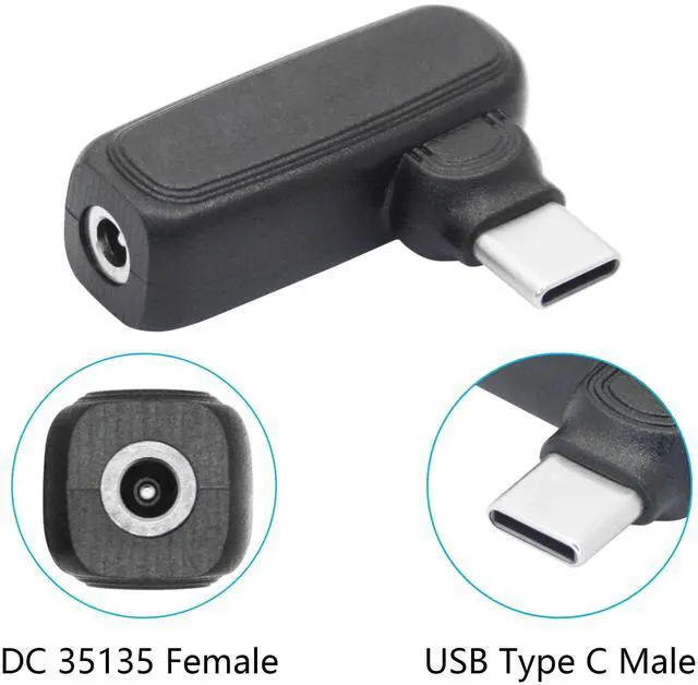 Alt view image 2 of 7 - 100W DC 3.5mm x 1.35mm to USB Type C Connector Adapter, 90 Degree DC 35135 Female to USB C Male Plug Power Charging Adapter, Built-in PD Intelligent Chip, for Phones, Laptops USB Type C Port Devices