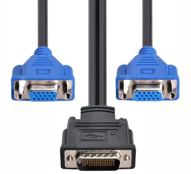 Alt view image 2 of 7 - Vszerda DMS-59pin Male LFH 60Pin to Dual 15Pin VGA RGB Female Splitter Extension Cable for PC Graphics Card