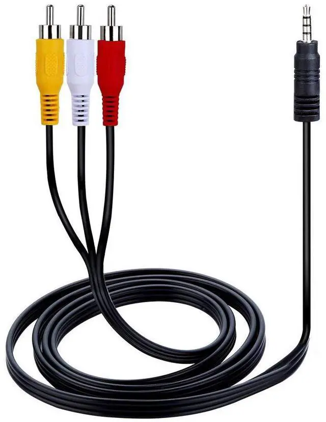 Main image of Vszerda AUX Male 3.5mm to 3 RCA AV Audio Video Male Converter Cable TV Cord Adapter Wire 5Ft