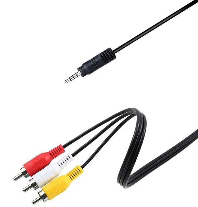 Alt view image 2 of 6 - Vszerda AUX Male 3.5mm to 3 RCA AV Audio Video Male Converter Cable TV Cord Adapter Wire 5Ft